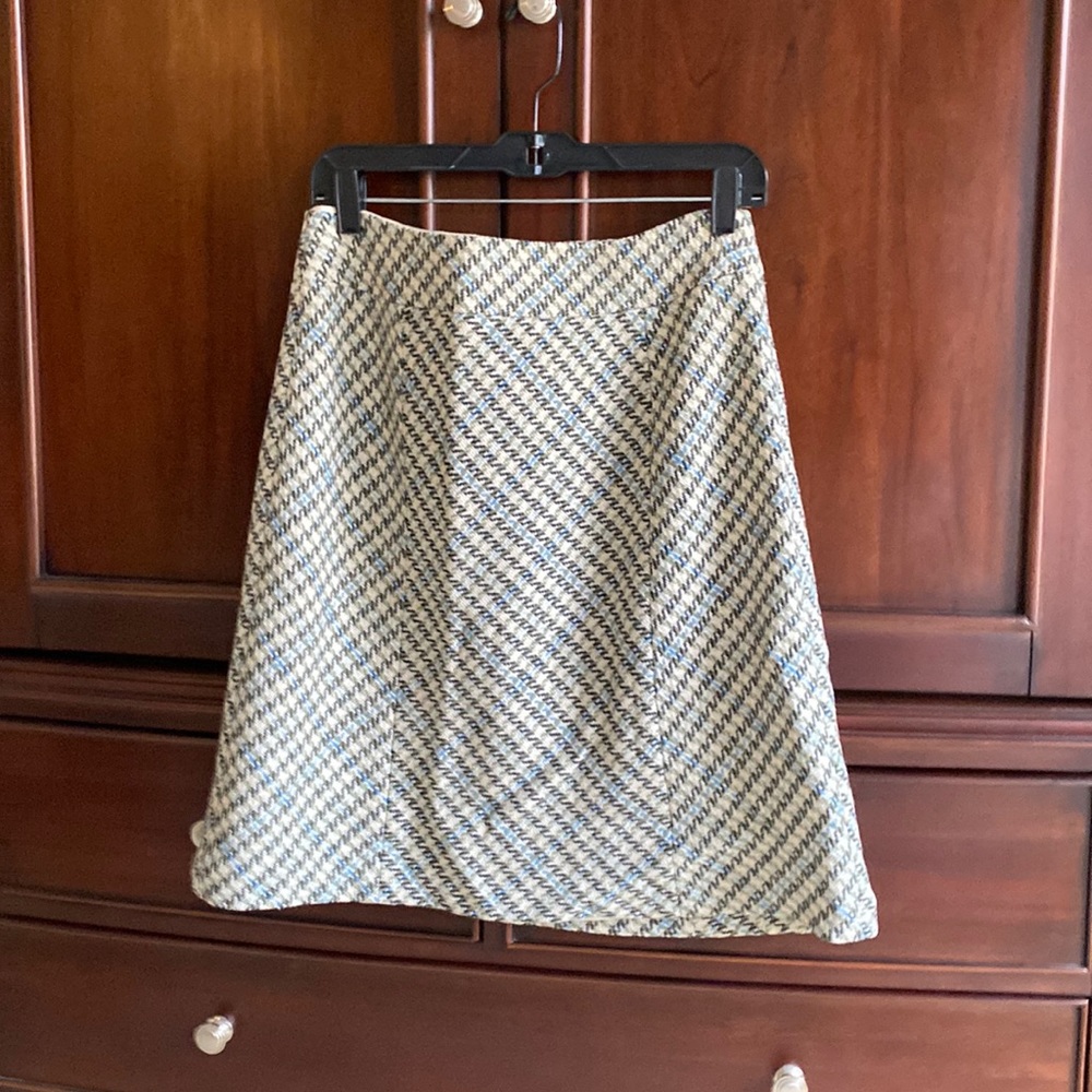 Ann Taylor Herringbone Blue and Green Work Skirt